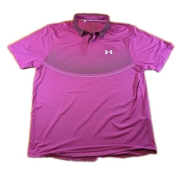 Under Armour ISO Chill Polo Shirt Men’s Size M Maroon Purple Ombre Color Block - Picture 1 of 5